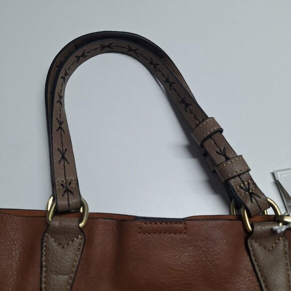 Jen & Co Vegan Leather Handbag Purse Shoulder Bag in a Bag Set Brown Soft - Picture 9 of 12